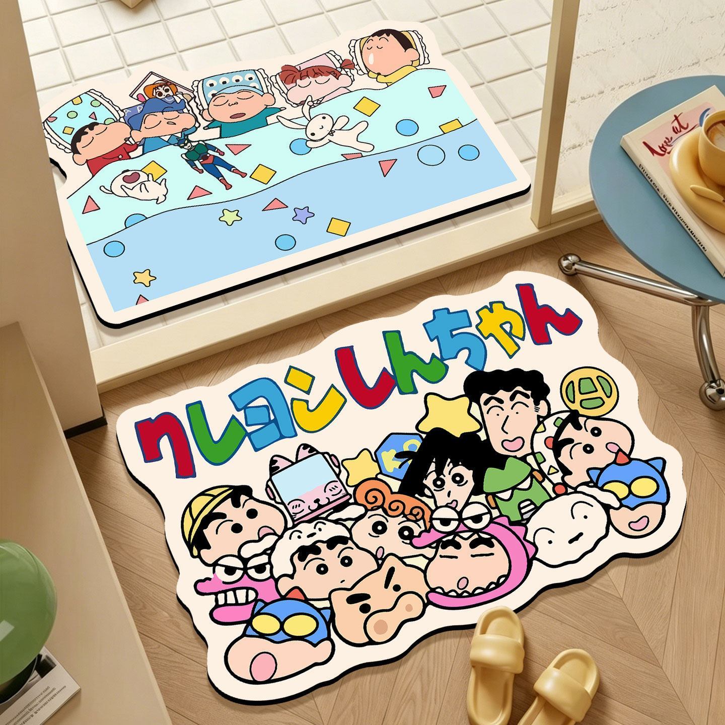 Home Goods Bathroom Rugs - クレヨンしんちゃん 不規則形状バスマット、漫画柄吸水性滑り止め速乾性フロアマット、浴室ドアや家の装飾に
