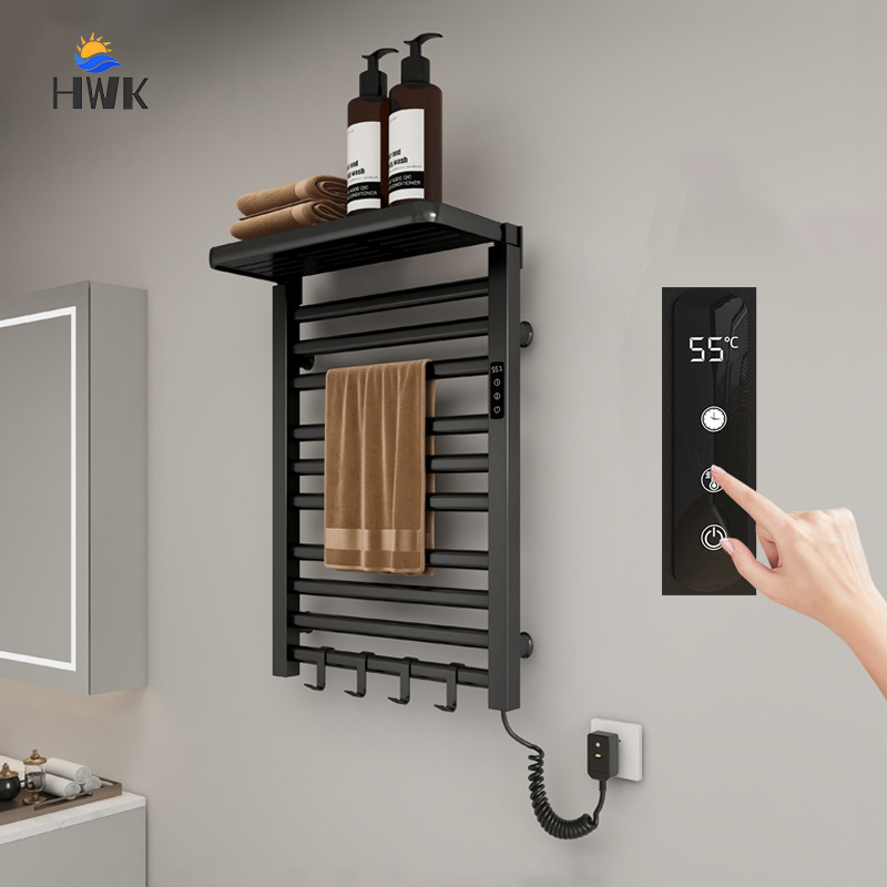 Towel Warmer Electric - 浴室用電気加熱タオルレール 棚付き 温度調節 タイマー付き タオルウォーマー 家庭用