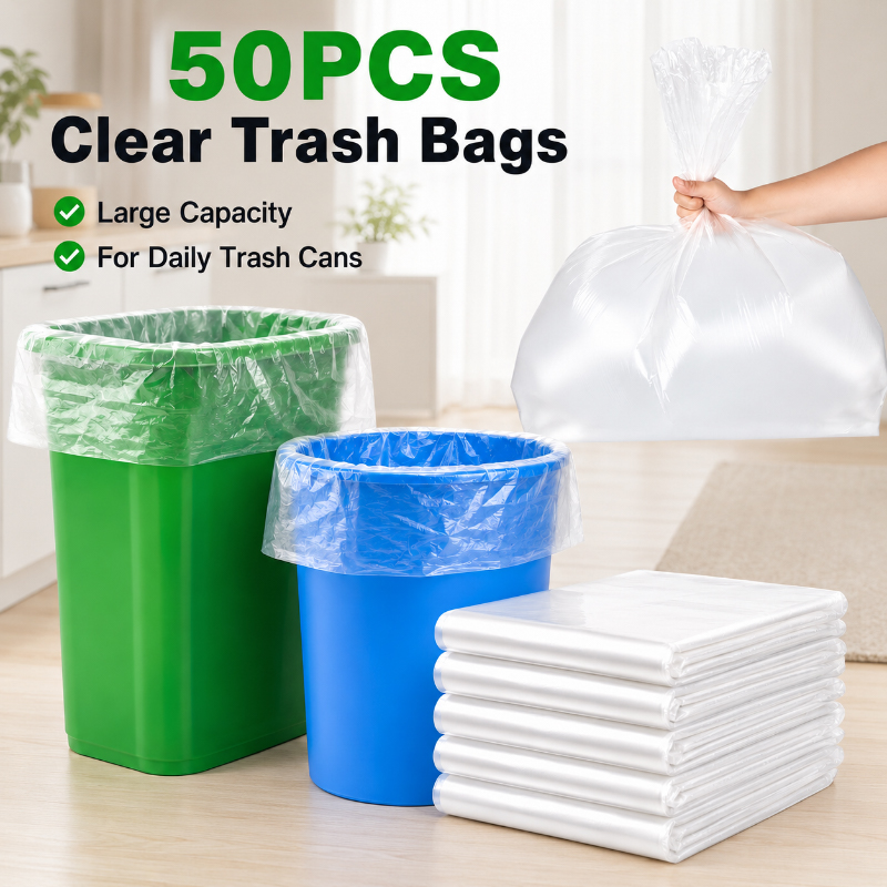 Home Bathroom Trash Can - 50枚入り透明ゴミ袋 大容量ゴミ袋 家庭用使い捨てゴミ袋 キッチン、ホームオフィス、バスルームのゴミ箱用