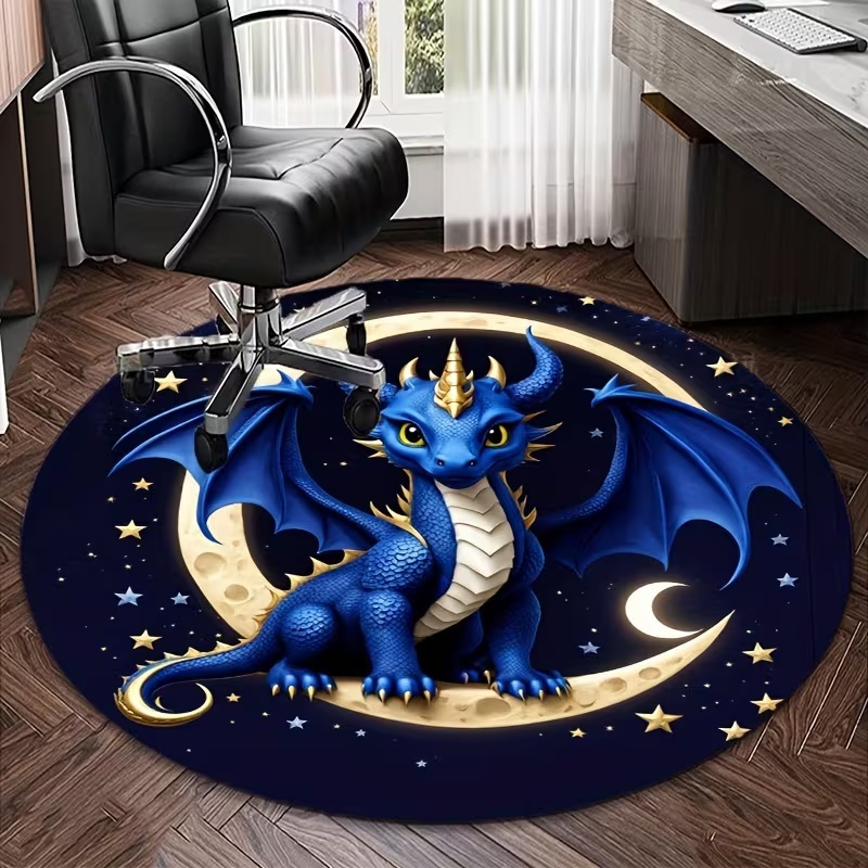 Home Bathroom Scales - 3Dドラゴンラグ シルバーグレー ファンタジークリーチャー ラウンドカーペット オレンジブラックのディテール付き 鮮やかな鱗と翼
