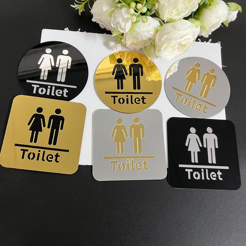 Jet Home Bathroom Mirrors - 3.94インチのアクリル製トイレサイン、男性用と女性用、バスルーム識別用、丸型と四角型のトイレミラーデカール、家の装飾用。