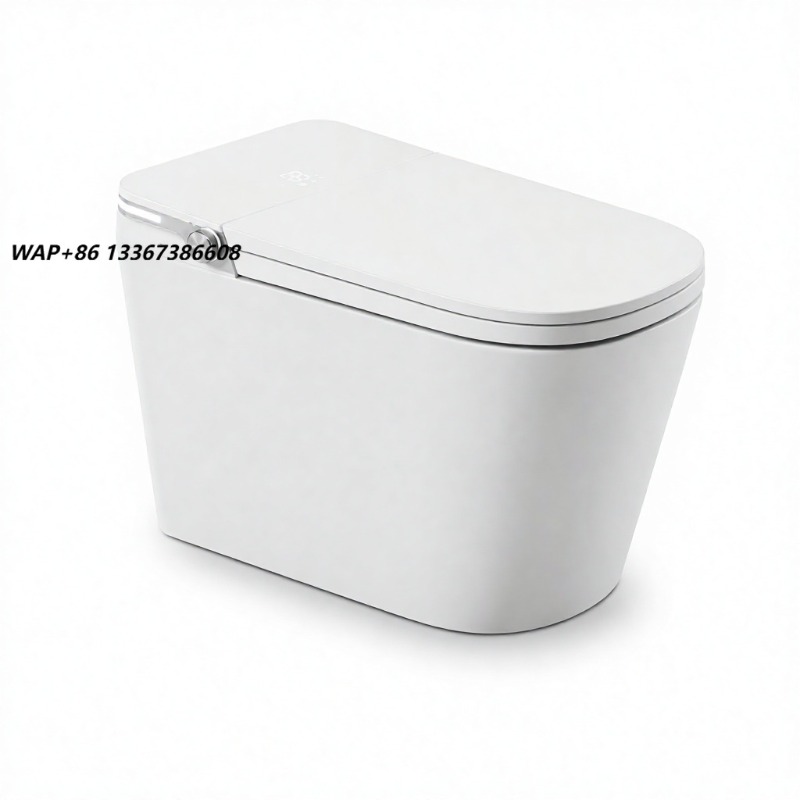 Home Bathroom Toilet - ホワイトスマートトイレ、スクエアボウル、床置き型、ヒーター付き便座、フットセンサー、アプリ制御、P/Sトラップ対応、ホテルや家庭の浴室に最適