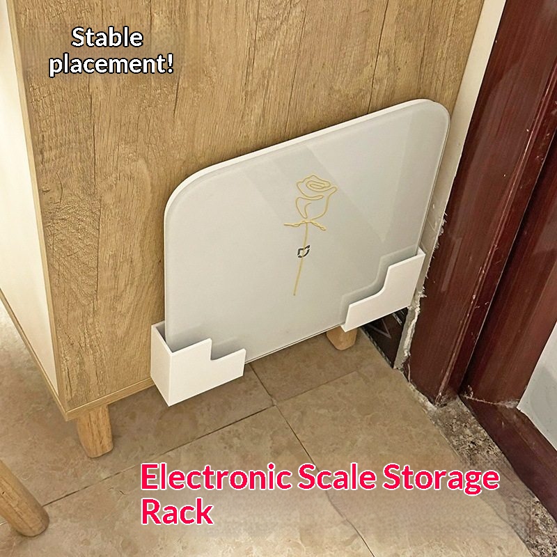 Home Bathroom Scales - 白い自己粘着式体重計壁掛けホルダー 省スペース バスルーム ホーム収納オーガナイザー
