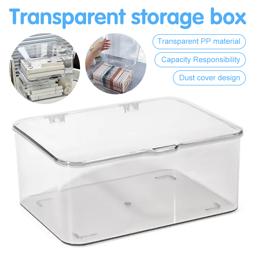 Home Essentials Bathroom Storage - 透明アクリル製スマホケースオーガナイザー（蓋付き）- 家庭やオフィスの必需品用多用途デスクトップ収納バスケット
