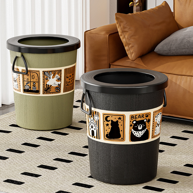 Home Essentials Bathroom Storage - ヴィンテージスタイルの大型ゴミ箱、高級感のあるデザイン、寝室、キッチン、バスルーム用の紙くず入れ、装飾的な家庭必需品