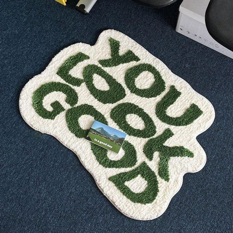 Home Goods Bathroom Rugs - タフトユールックグッドラグ カスタム手作りラグ、タフトラグ、リビングルームラグ、面白い寝室用ラグ、かわいい楽しいバスマット