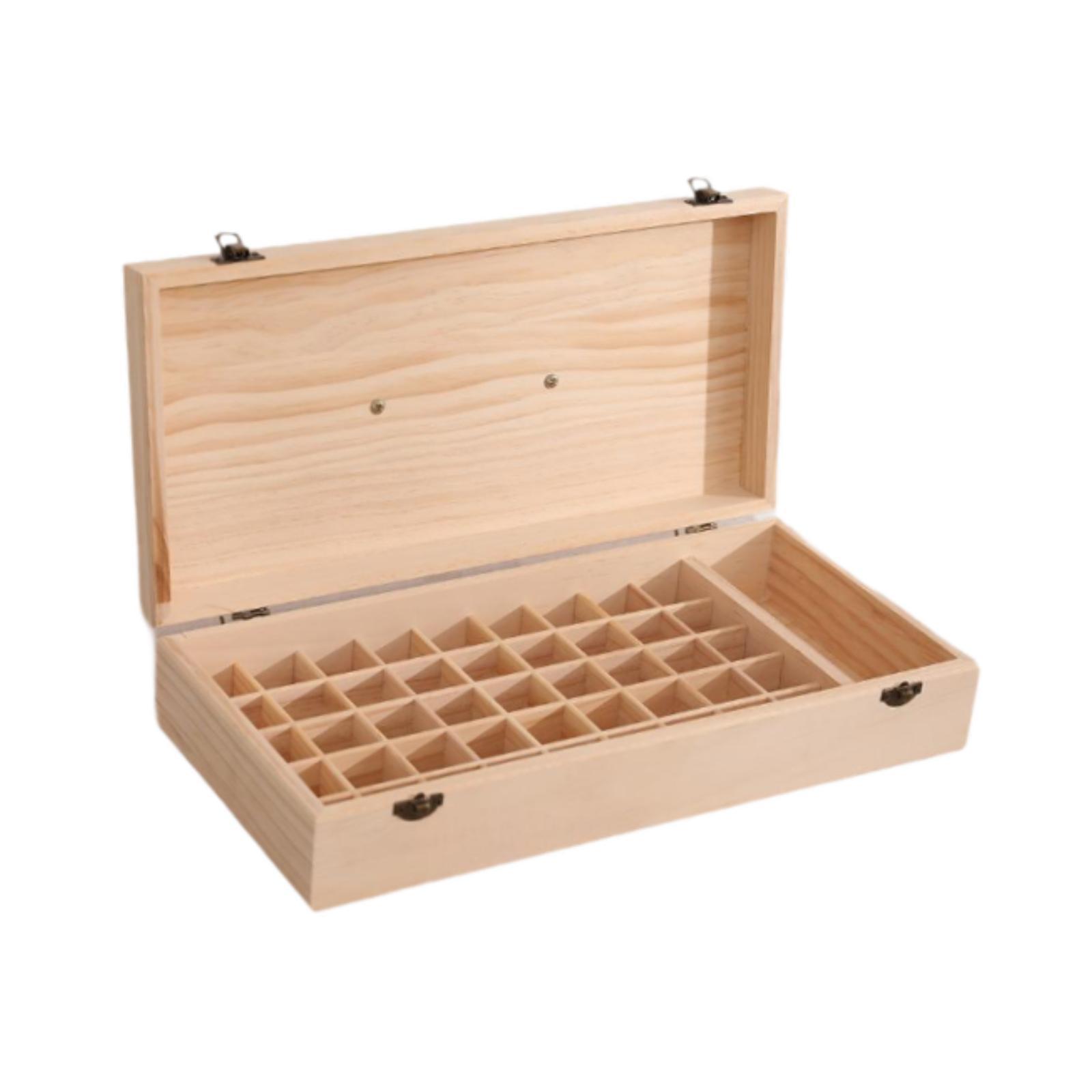 Home Essentials Bathroom Storage - エッセンシャルオイルキャリングケースオイルディスプレイボックスコンテナ化粧品ディスプレイスタンドポータブル木製ケーススパサロンホームバスルーム用