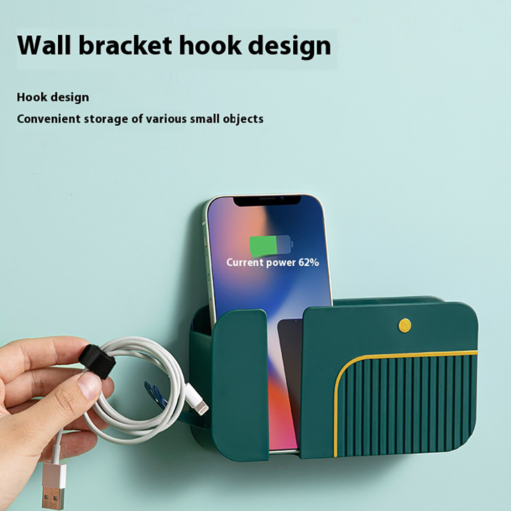 Home Essentials Bathroom Storage - パンチフリー レトロ ウォール収納ホルダー 粘着式仕切り壁オーガナイザー ベッドサイド壁掛け式 スマホ＆リモコン収納ボックス