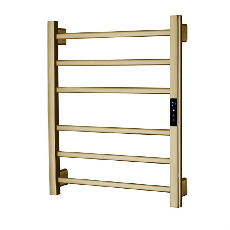 Towel Warmer Electric - ブラックグレーゴールド ブラッシュ仕上げ バスルームサーモスタット付き 電気加熱タオルウォーマー ドライヤーラック 壁掛け式