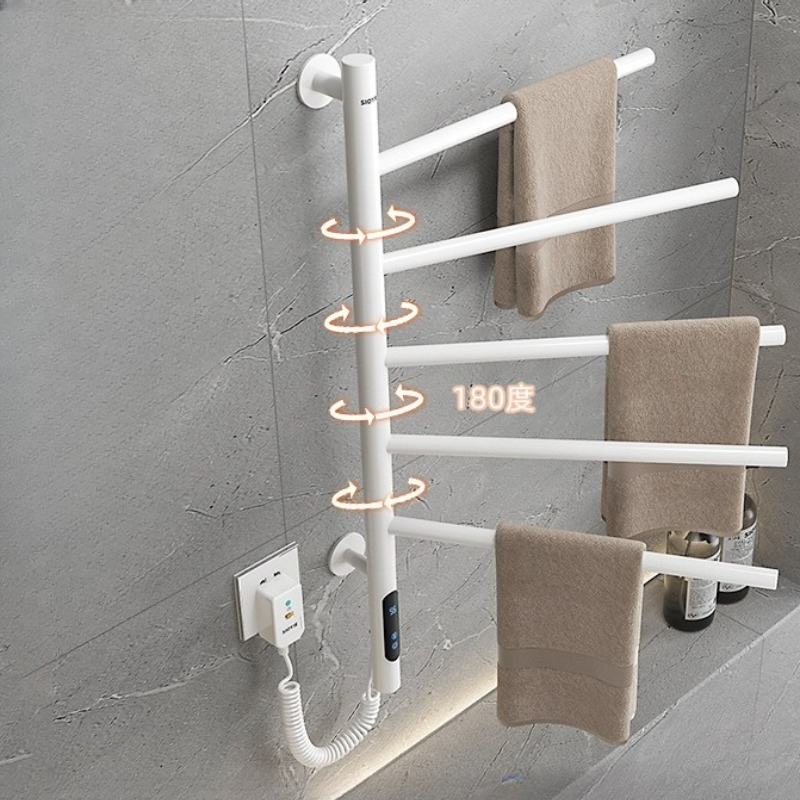 Towel Warmer Electric - スマート回転式電気タオルウォーマー、一定温度乾燥ラック、浴室用加熱収納棚、壁掛けオーガナイザー