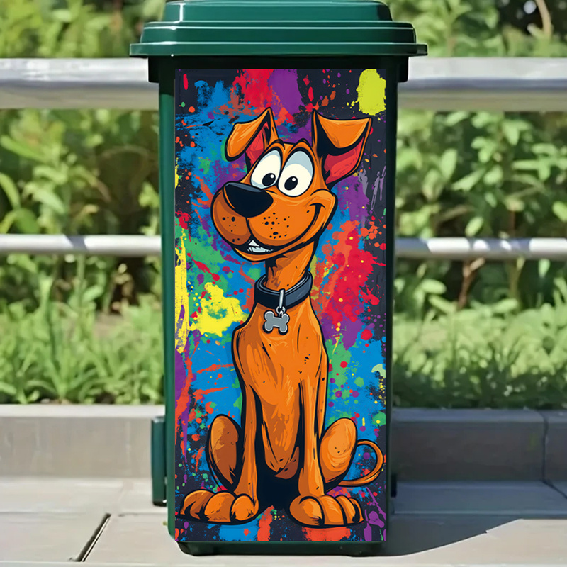 Home Bathroom Trash Can - 愛らしい漫画の犬のゴミ箱ステッカー - 面白いキッチン装飾、取り外し可能で防水ビニール、家の装飾ウォールデカール