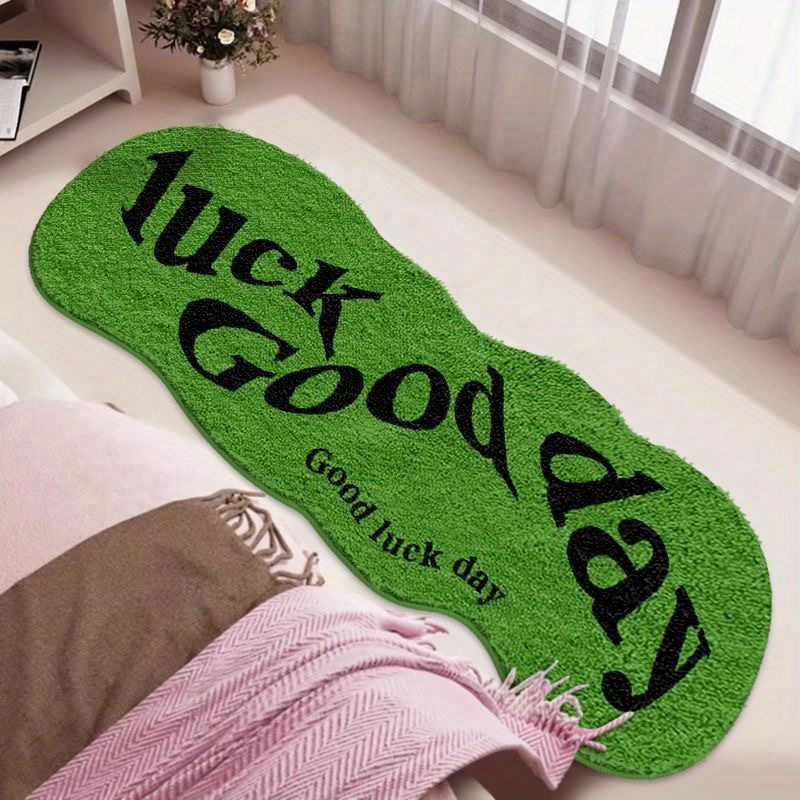 Home Goods Bathroom Rugs - VIKAMA グリーンカーペットは幸運をもたらします ベッドサイドフロアマット ソフトノンスリップドアマット ラグ 寝室用フロアマット