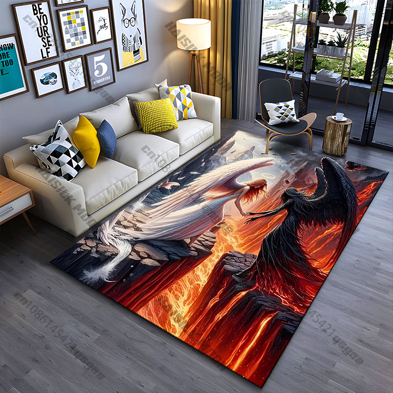 Home Goods Bathroom Rugs - 善と悪の二元性カーペットヨガリビングルームの装飾子供用クロールマットドアマットエリアラグゲームマット