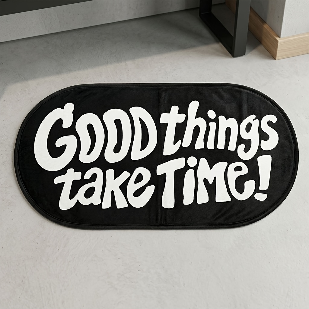 Home Goods Bathroom Rugs - VIKAMA グッドシングス カーペット ブラック オーバル ドアマット