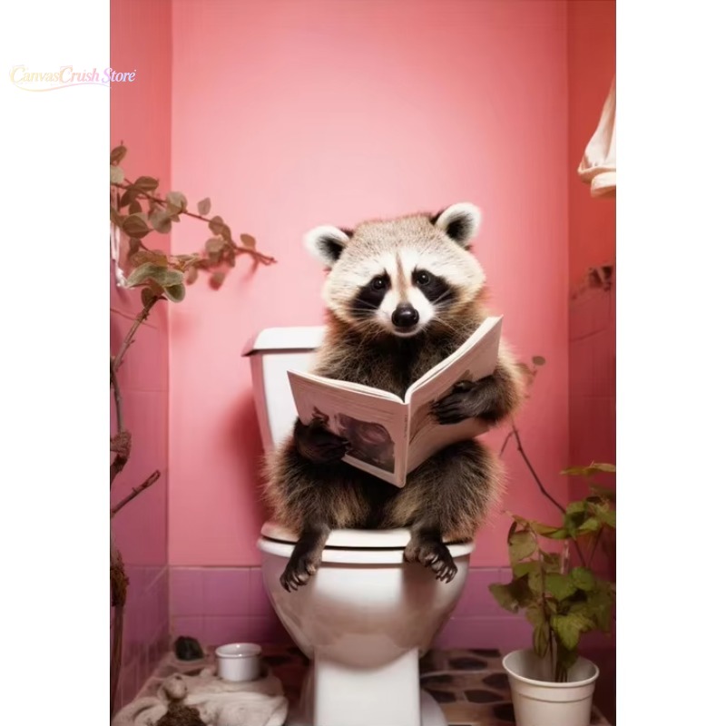 Home Bathroom Toilet - チンパンジー、ゾウ、パンダの動物ポスタープリント、面白いアートウォールピクチャーカンバス絵画、バスルーム、トイレ、家の装飾用 2026