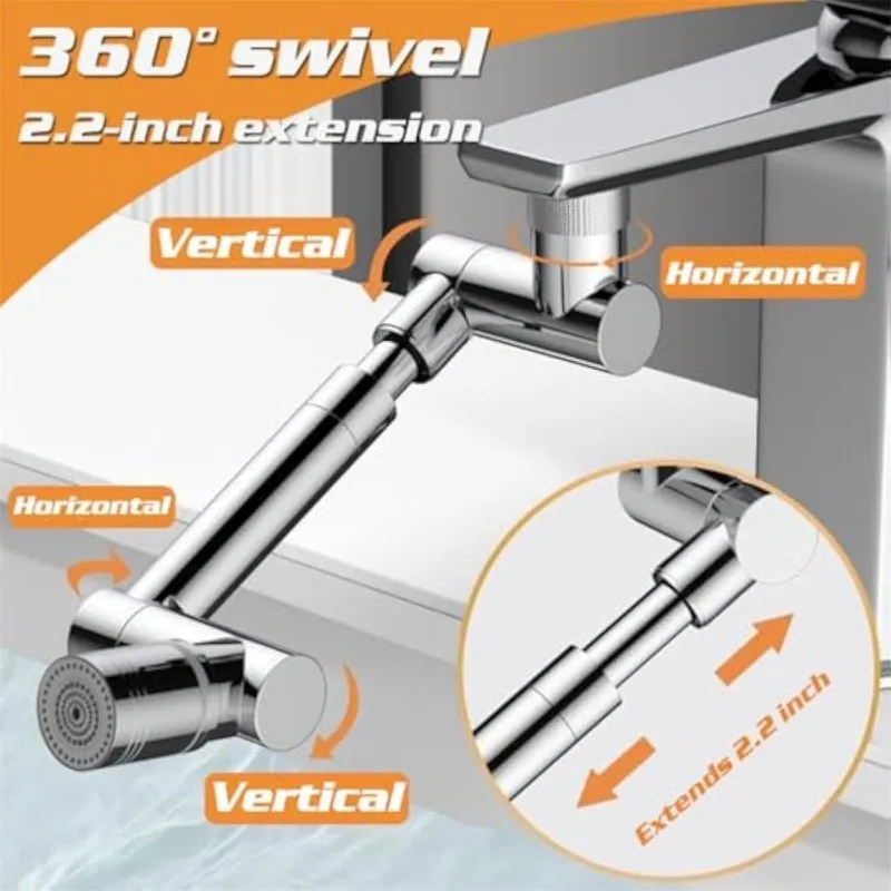 Home Bathroom Water Filter - 1440キッチン伸縮式金属製蛇口エアレーター、浴室用タップ、防滴バブラー蛇口フィルターノズル、節水エクステンダーツール