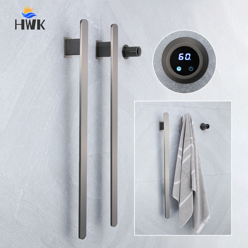 Towel Warmer Electric - 新スタイルグレーバスルームタオルウォーマー隠しワイヤー電気加熱タオルレール温度時間制御バス電気タオルラック