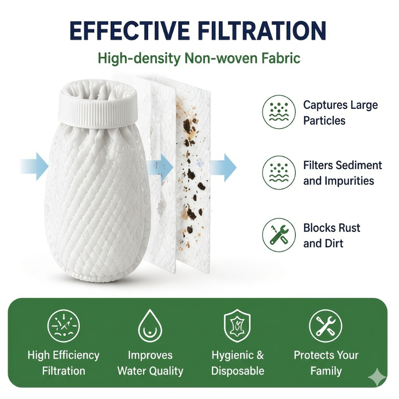 Home Bathroom Water Filter - 高密度不織布製の蛇口用フィルターエレメント。キッチンやバスルームで使用できる汎用的な水道水フィルターエレメント。