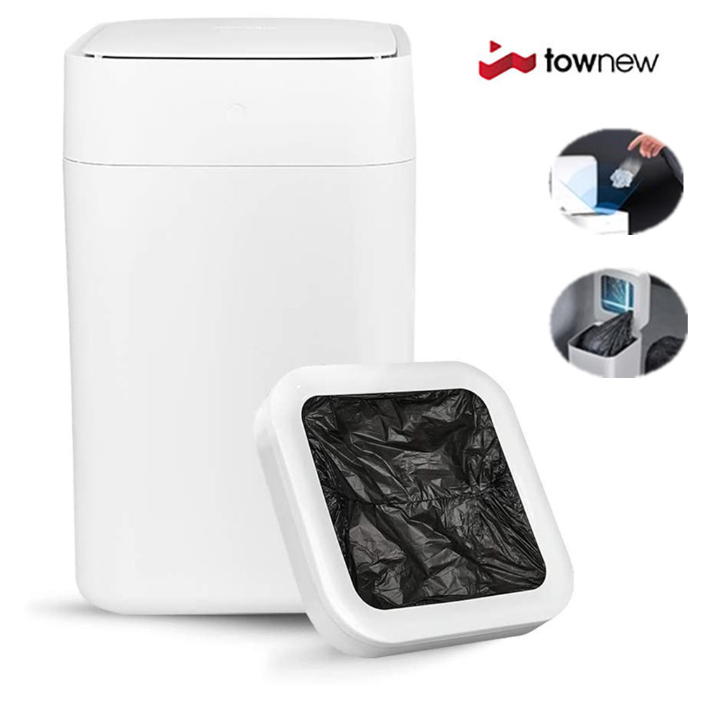 Home Bathroom Trash Can - キッチンとバスルームのセンサーのゴミ箱,防水,ふた付きの自動パッケージ,Townew-T1S