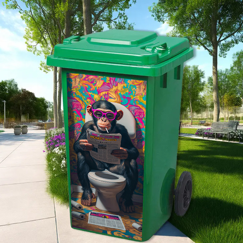 Home Bathroom Trash Can - 面白いターシアートラッシュカンステッカー1枚 - 防水PVCバスルームデコレーションステッカー、トイレ読書楽しいデザイン、ホームアートステッカー
