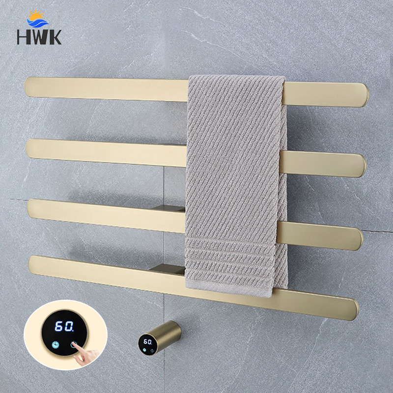 ブラッシュドゴールドのバスルームタオルウォーマー、スマートコ - Towel Warmer Electric のレビューと価格