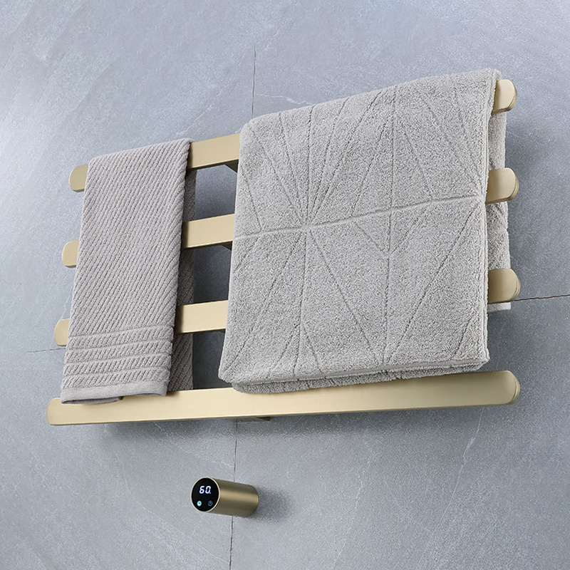 ブラッシュドゴールドのバスルームタオルウォーマー、スマートコ - Towel Warmer Electric のレビューと価格