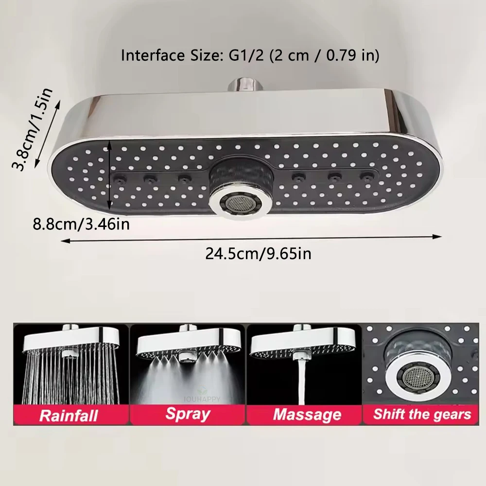 オーバーヘッドシャワーヘッド。3つの機能を持つレインシャワー - Home Bathroom Cleaning のレビューと価格