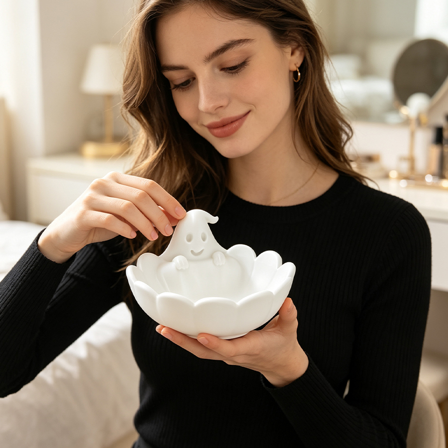 多機能マットホワイトのかわいいゴースト型ジュエリー収納トレイ - Home Essentials Bathroom Storage のレビューと価格