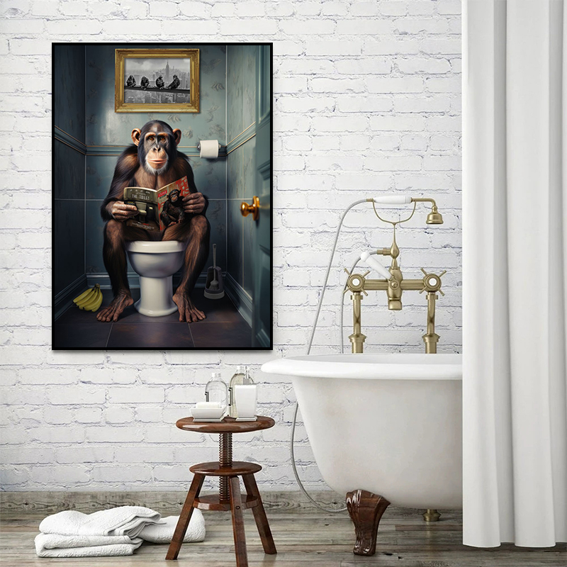 現代の動物トイレポスターキャンバス絵画やプリント壁アート部屋 - Home Bathroom Toilet のレビューと価格