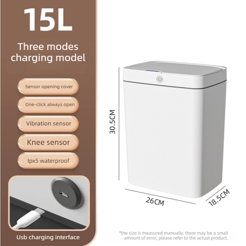 新入荷 タッチレスUSB充電式スマートゴミ箱 家庭用 キッチ - Home Bathroom Trash Can のレビューと価格