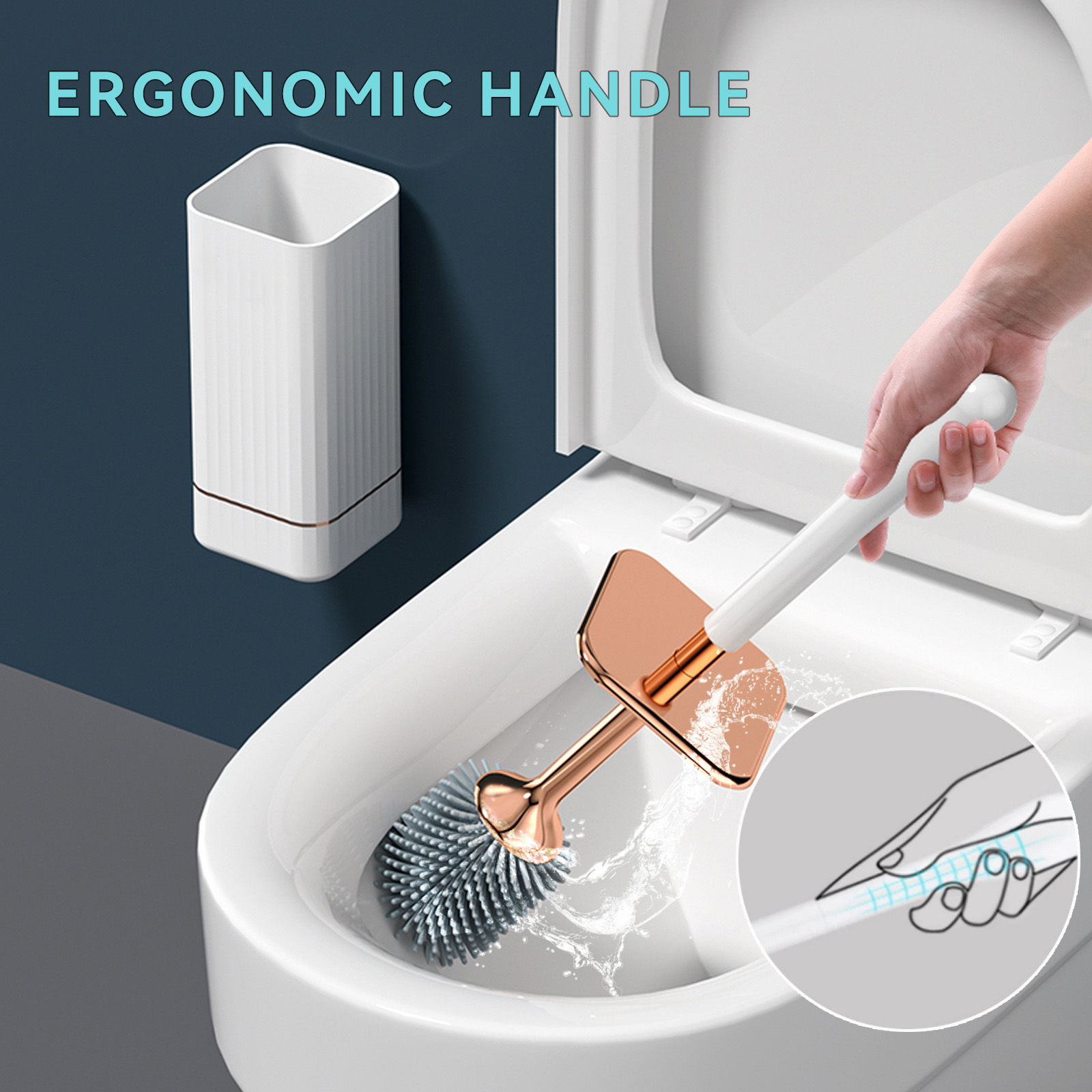 家庭用トイレブラシとホルダー、人間工学に基づいた長いハンドル - Home Bathroom Cleaning のレビューと価格