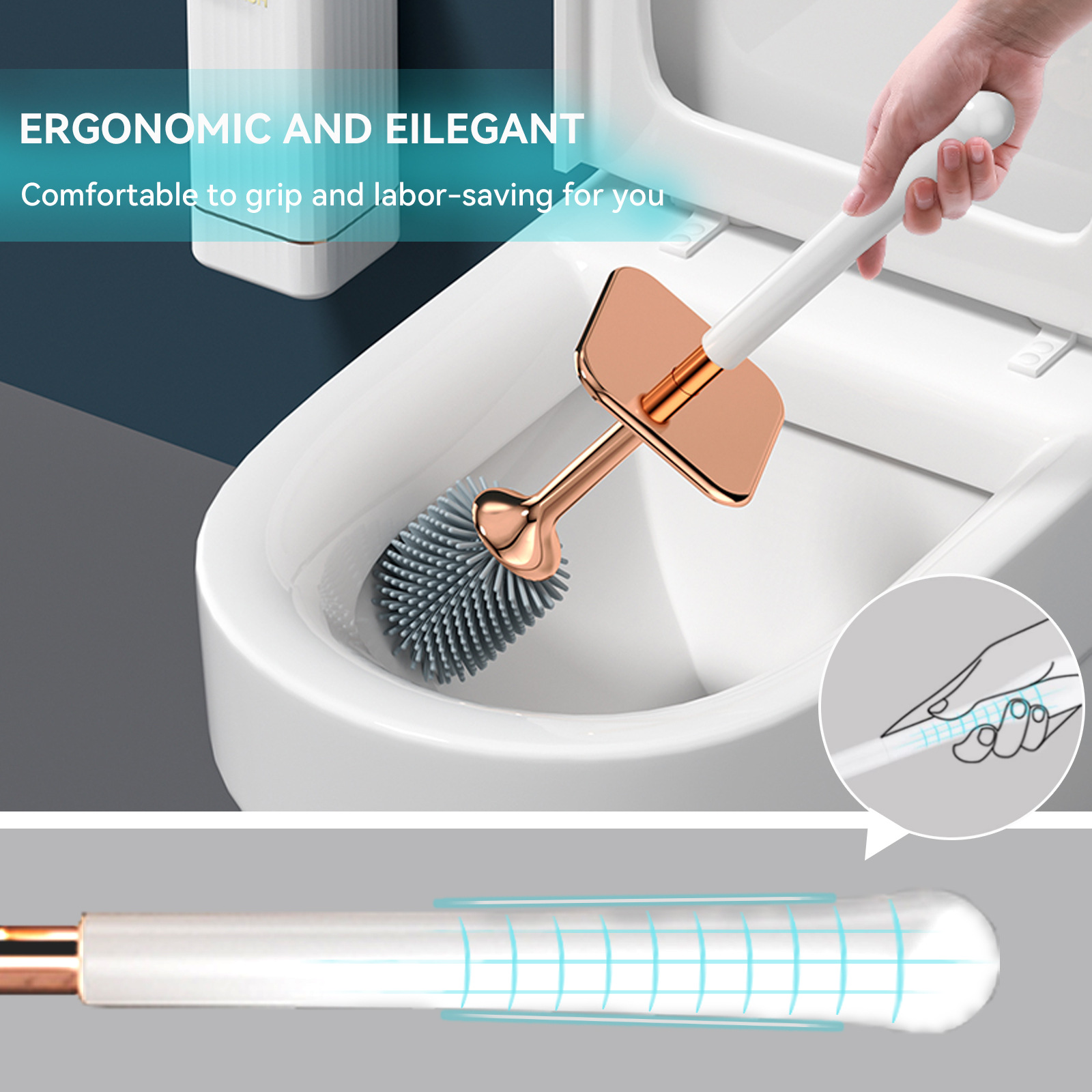 家庭用トイレブラシとホルダー、人間工学に基づいた長いハンドル - Home Bathroom Cleaning のレビューと価格