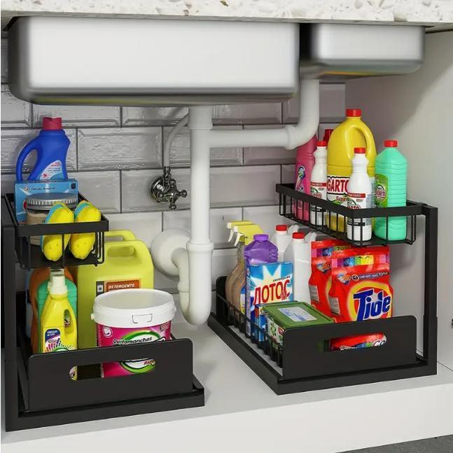 頑丈なプルアウト式キャビネットオーガナイザー、シンク下収納ラ - Home Bathroom Organizer のレビューと価格