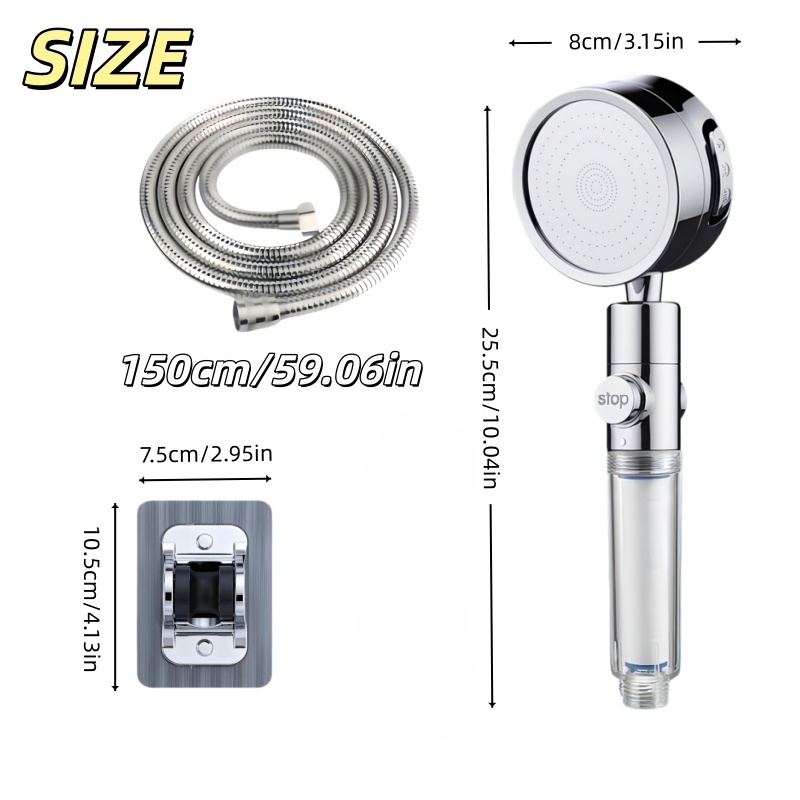 可視フィルター窓付き高圧節水ハンドヘルドシャワー 3モード  - Home Bathroom Water Filter のレビューと価格