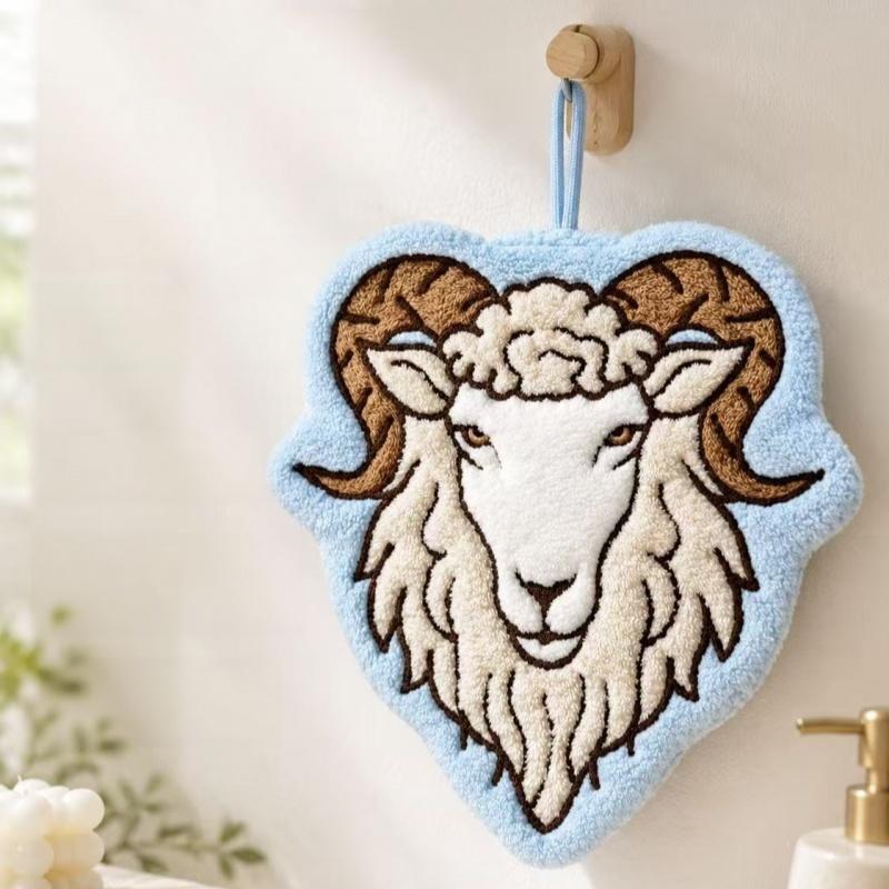ヤギ型の吊り下げ式ハンドタオル 3D刺繍入り 洗濯機で洗える - Home Bathroom Cleaning Machine のレビューと価格