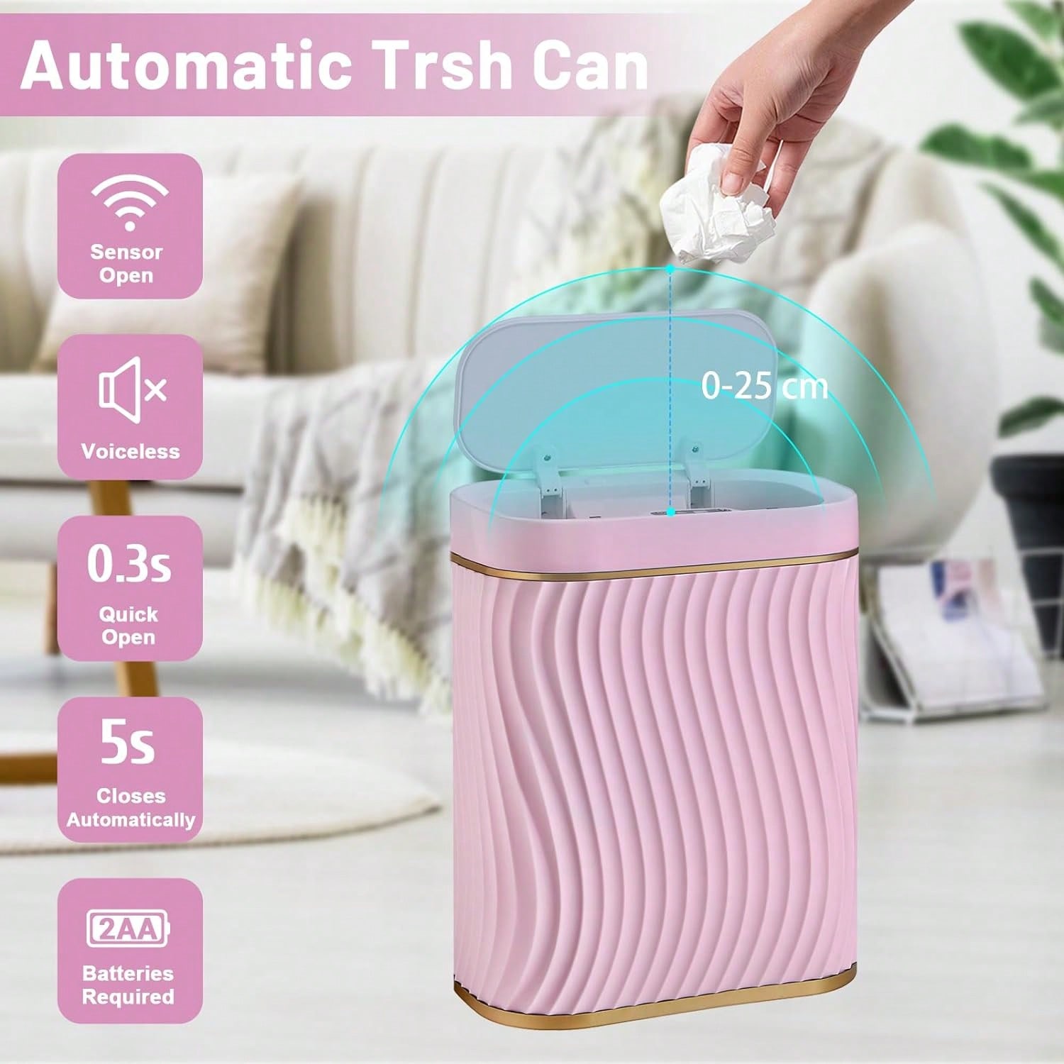 スマートモーションセンサー付きゴミ箱、2.6ガロン小型タッチ - Home Bathroom Trash Can のレビューと価格