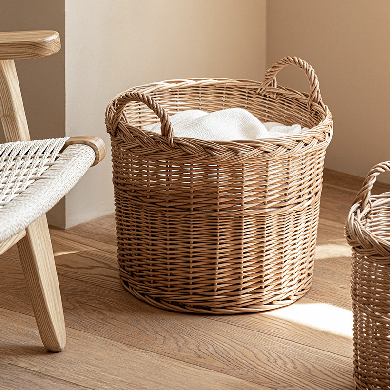 編み込み式ランドリーバスケット、ハンドル付きラタン製ダブルバ - Home Essentials Bathroom Storage のレビューと価格