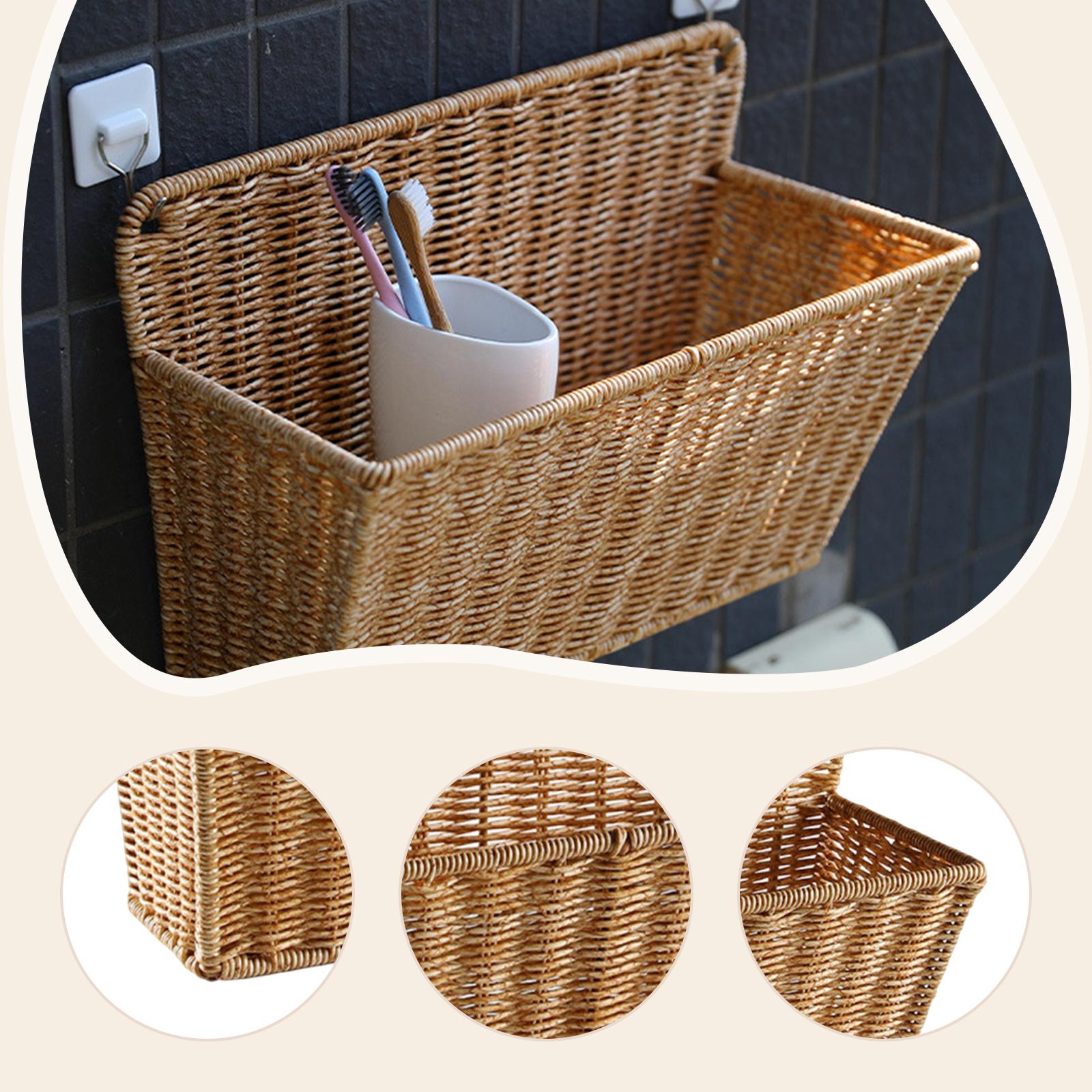 スカンジナビアスタイルの織り収納バスケット壁掛けオーガナイザ - Home Essentials Bathroom Storage のレビューと価格