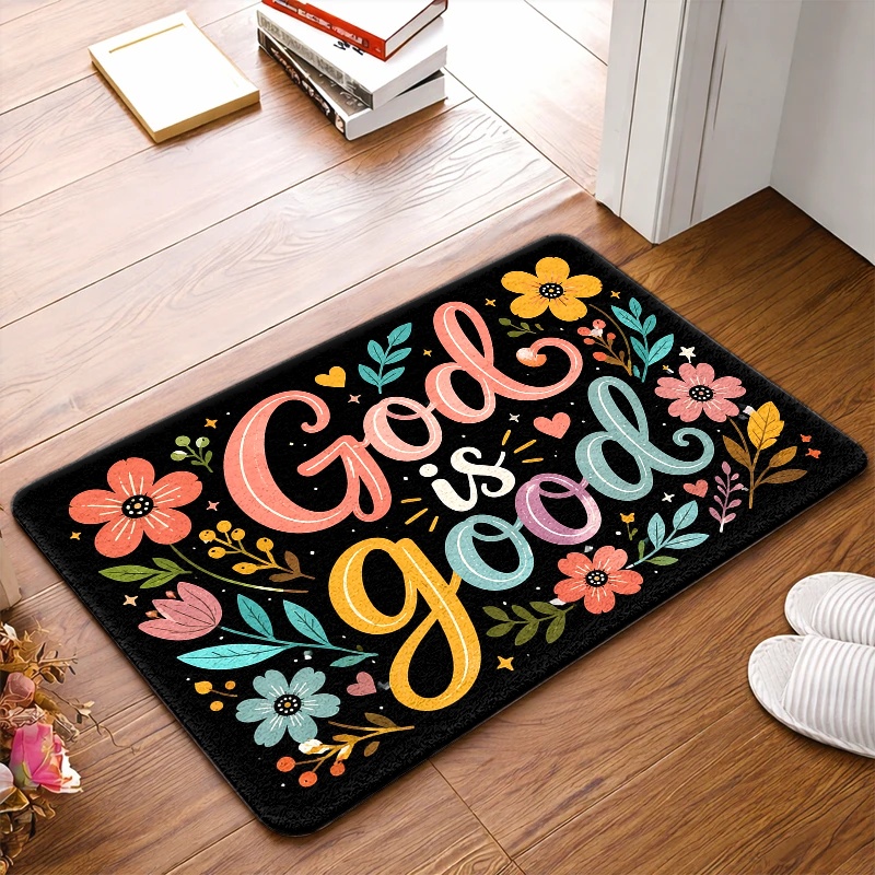 1枚、洗えるドアマット、クリスチャン・ゴッド・イズ・グッドの - Home Goods Bathroom Rugs のレビューと価格