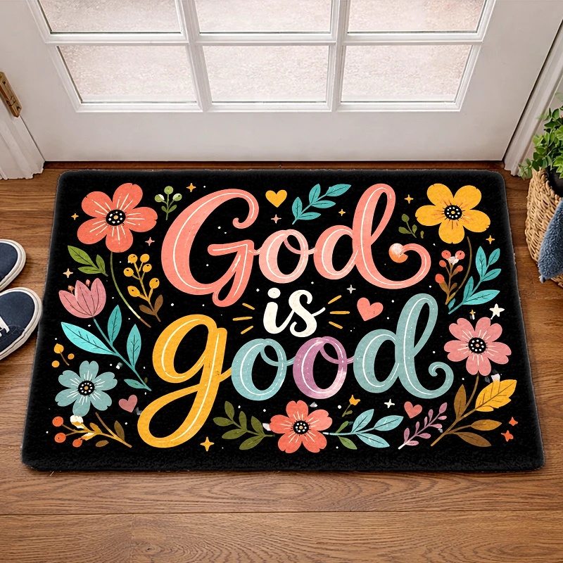 1枚、洗えるドアマット、クリスチャン・ゴッド・イズ・グッドの - Home Goods Bathroom Rugs のレビューと価格