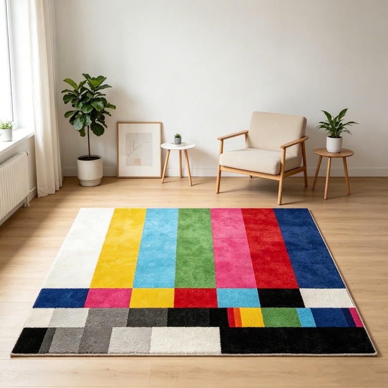 パステルレインボーストライプのポジティブな言葉入りエリアラグ - Home Goods Bathroom Rugs のレビューと価格
