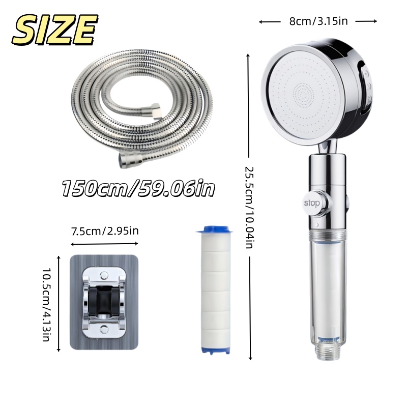 可視フィルターウィンドウ付きハンドヘルドシャワー 3モード  - Home Bathroom Water Filter のレビューと価格
