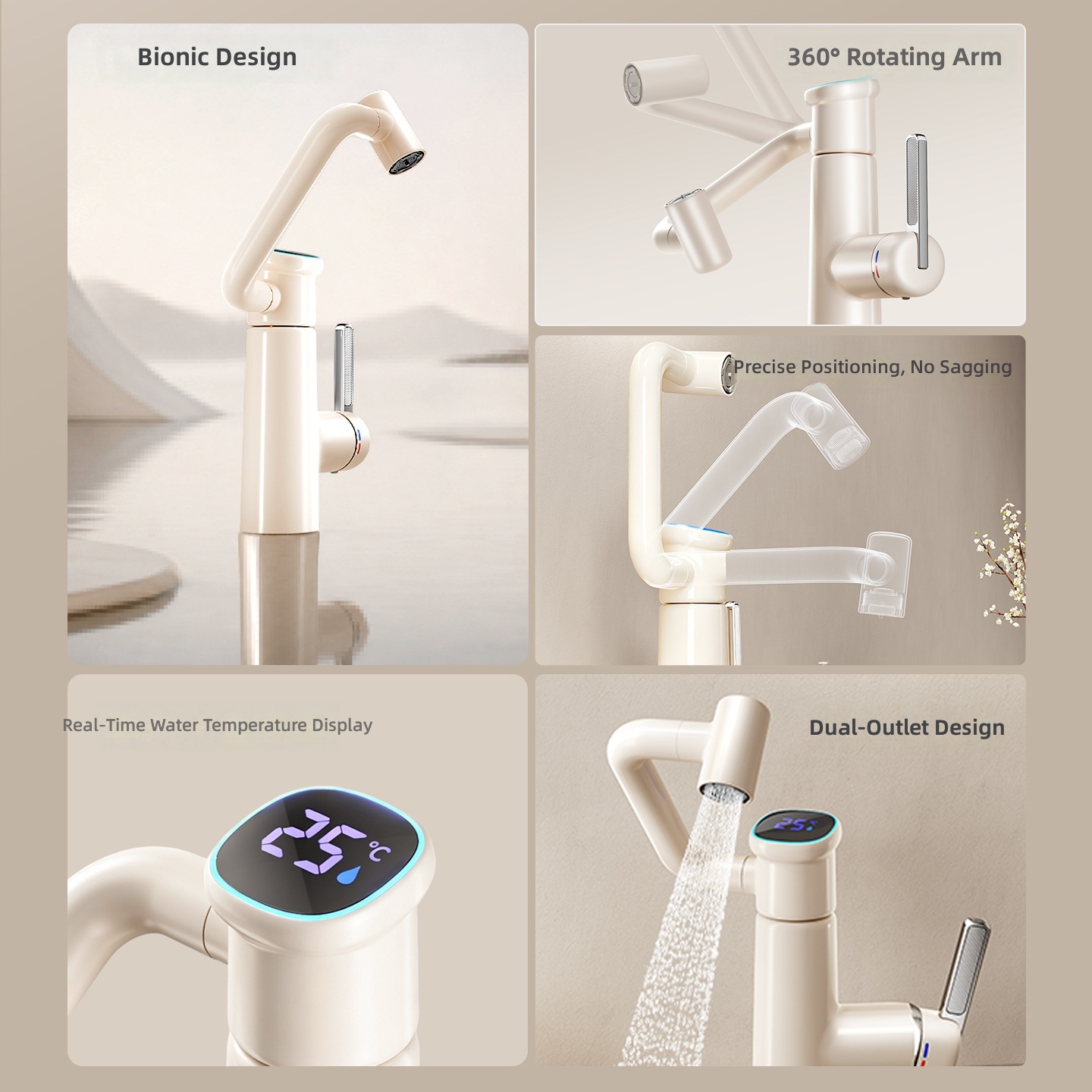 # デジタル表示機能付き水栓、クリーム色のミニオン風デザイン - Home Bathroom Sink のレビューと価格