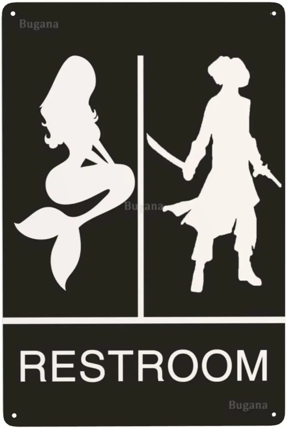 マーメイドパイレーツトイレヴィンテージメタルサイン、レトロで - Home Bathroom Toilet のレビューと価格