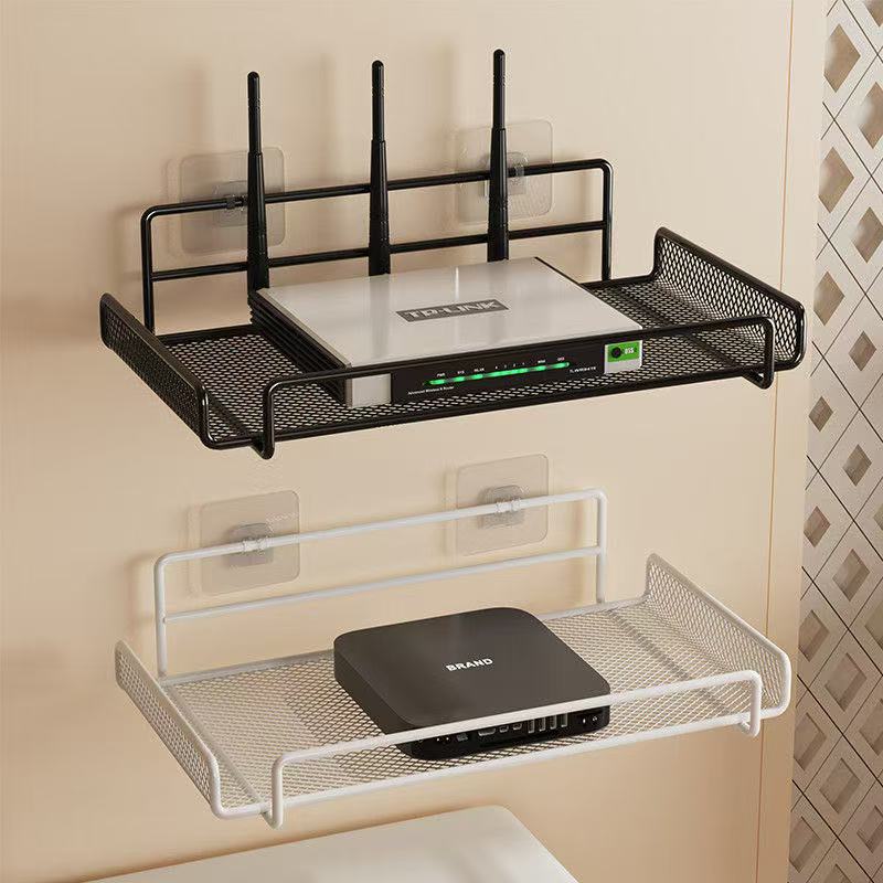 穴あけ不要の壁掛け式ルーターシェルフ。金属製メッシュ素材で、 - Home Bathroom Organizer のレビューと価格