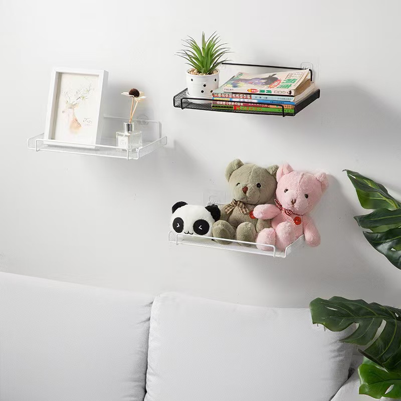 穴あけ不要の壁掛け式ルーターシェルフ。金属製メッシュ素材で、 - Home Bathroom Organizer のレビューと価格