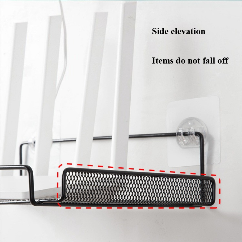 穴あけ不要の壁掛け式ルーターシェルフ。金属製メッシュ素材で、 - Home Bathroom Organizer のレビューと価格