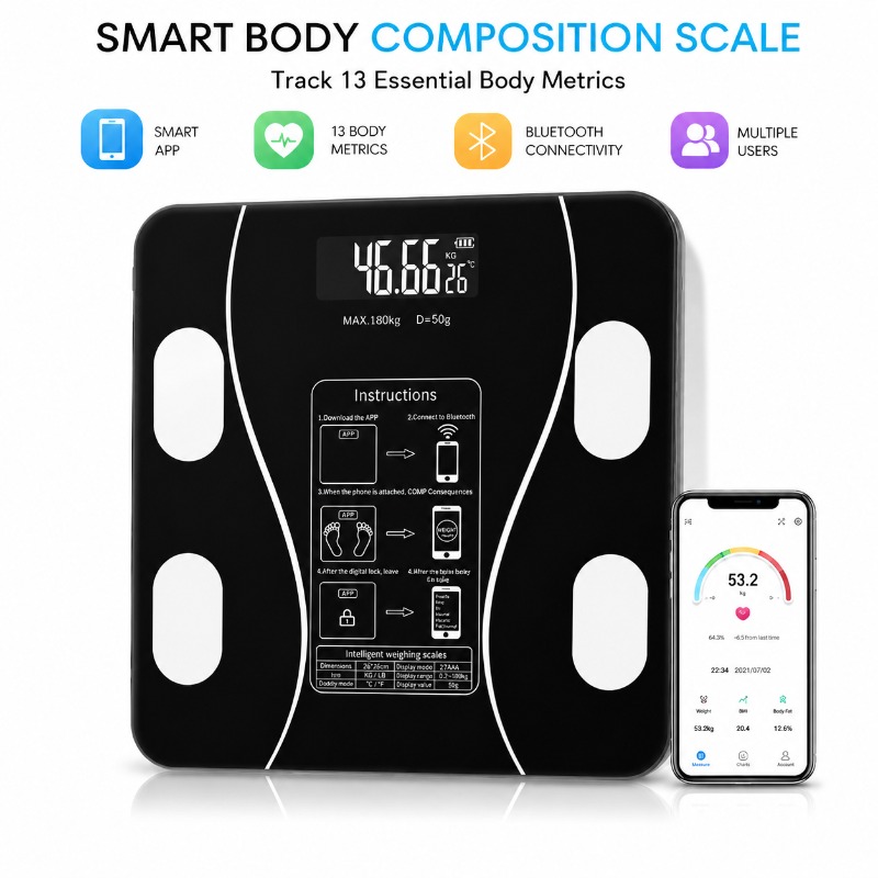 スマートBluetooth体脂肪計 デジタル体重計 体組成計 - Home Bathroom Scales のレビューと価格