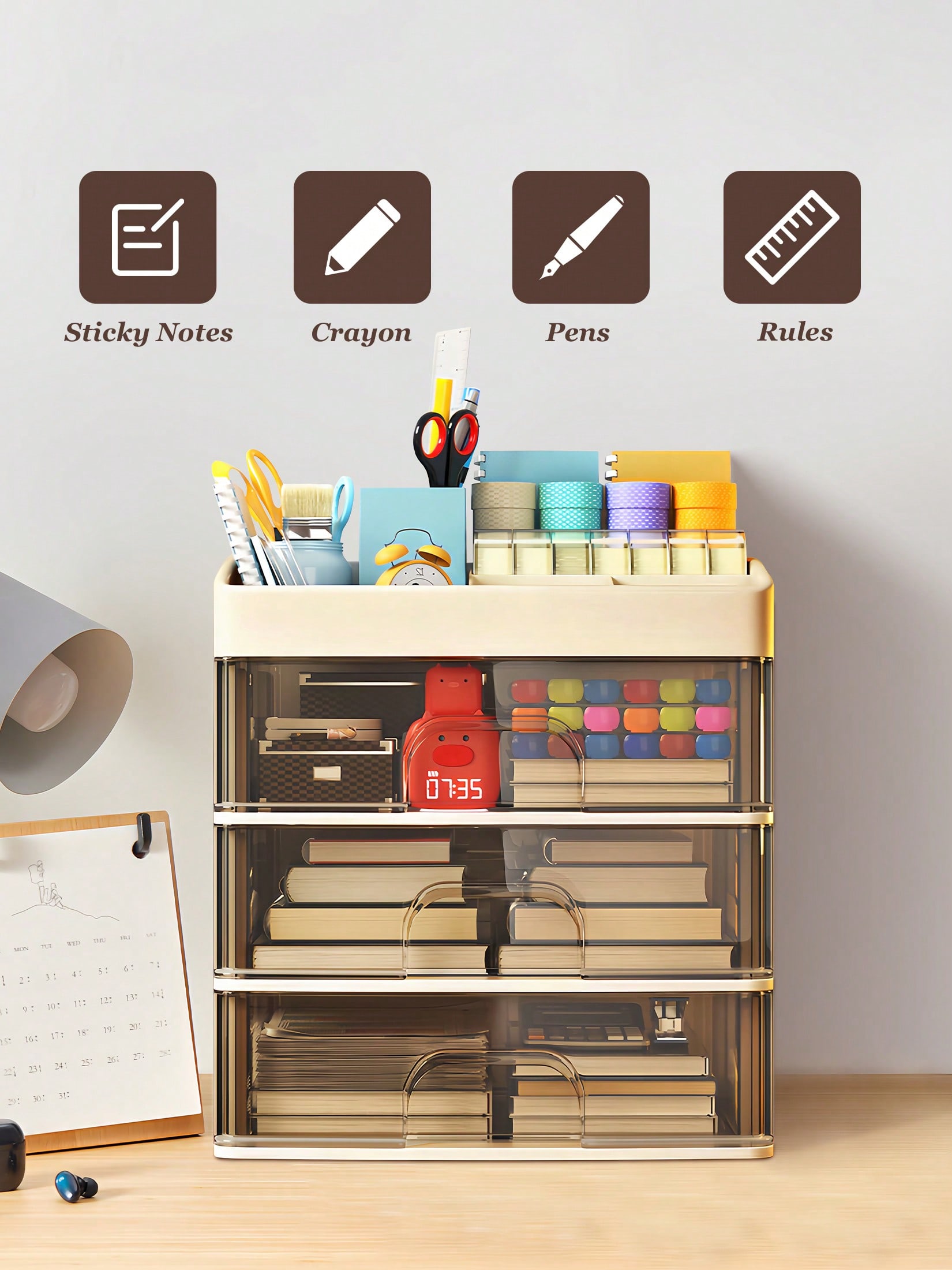メイクアップ収納オーガナイザー、メイク用品収納引き出し、透明 - Home Essentials Bathroom Storage のレビューと価格