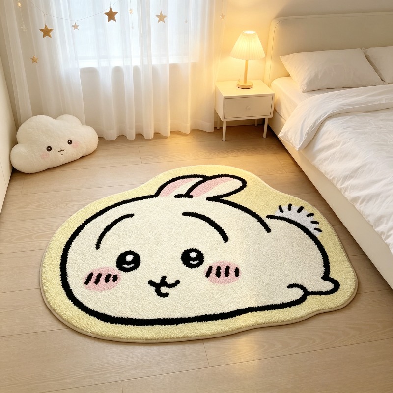 かわいいアニメ「はちわらうさぎ」の柄のフロアマット。滑り止め - Home Goods Bathroom Rugs のレビューと価格